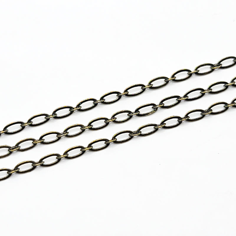 Antique Brass, Flat Oval Chain, 4.5x2mm, sold by foot
