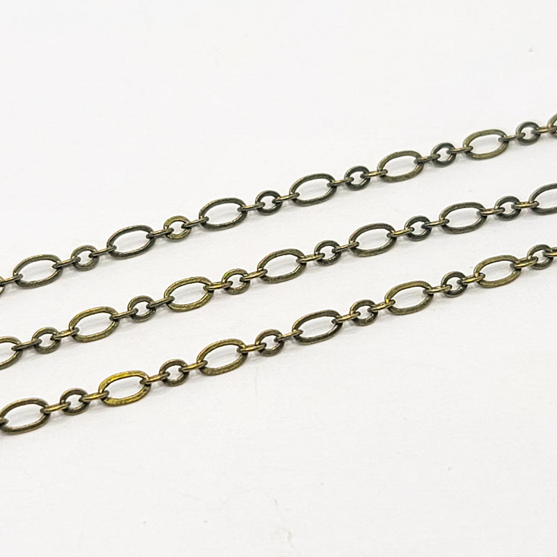 Antique Brass, Oval & Round Chain, 4.5x2mm, sold by foot