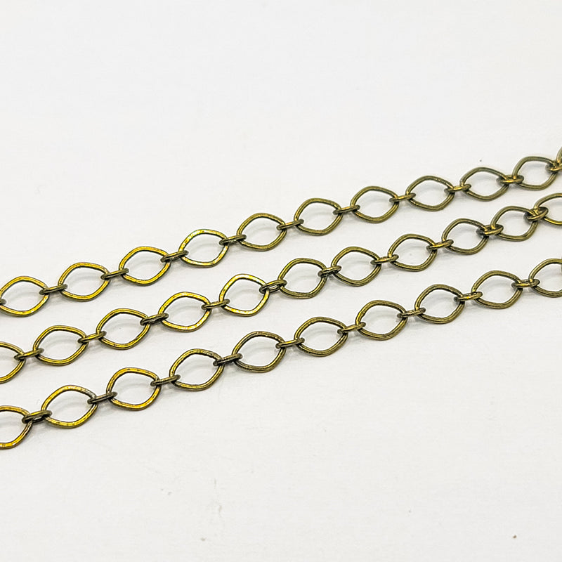 Antique Brass, Oval Chain, 6x4.5mm, sold by foot