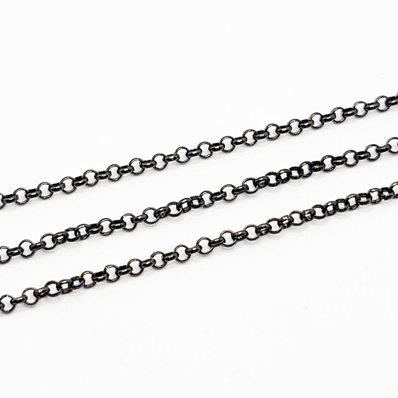 Gunmetal, Rolo Chain, 2.5mm, sold by foot