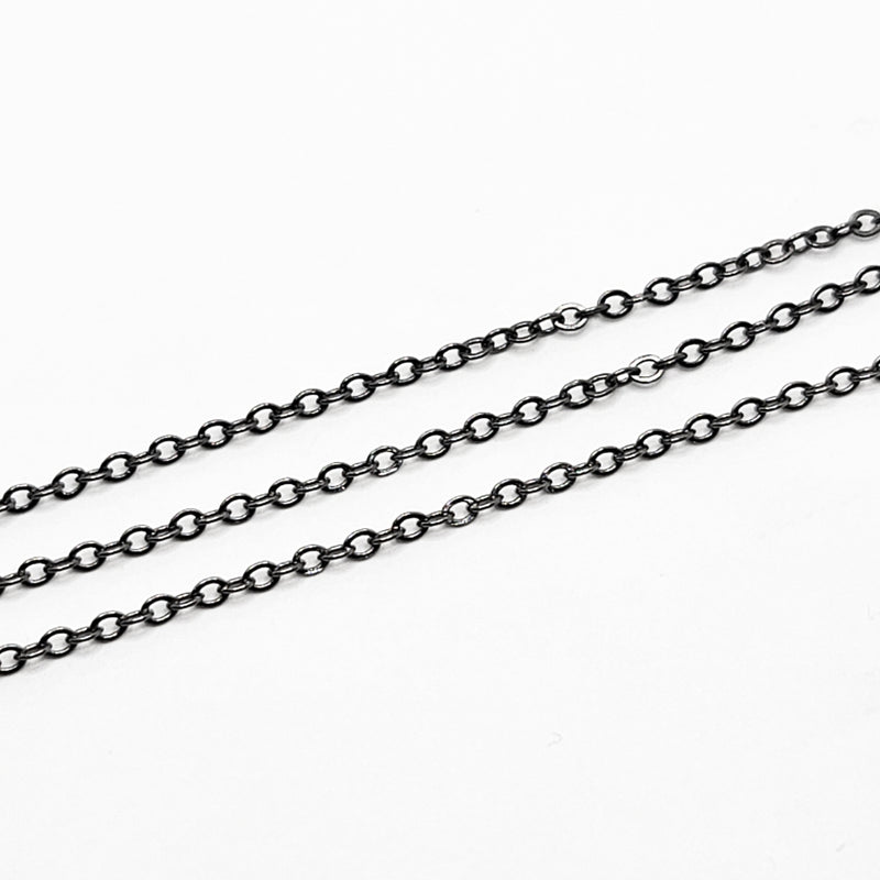 Gunmetal, Cable Chain, 2x1.5mm, sold by foot