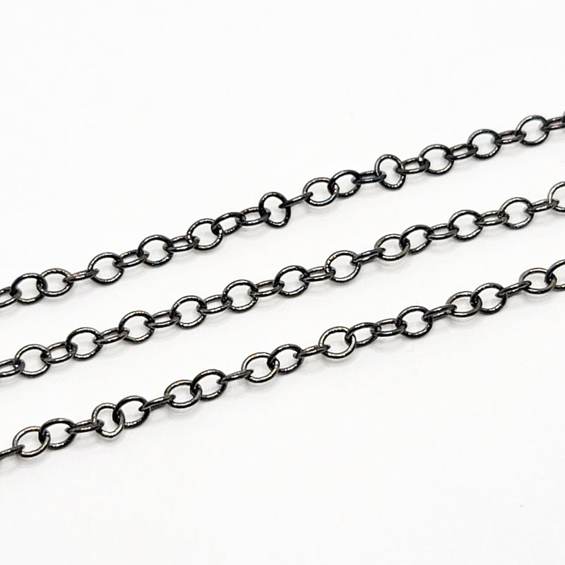 Gunmetal, Oval Cable Chain, 3.5x3mm, sold by foot