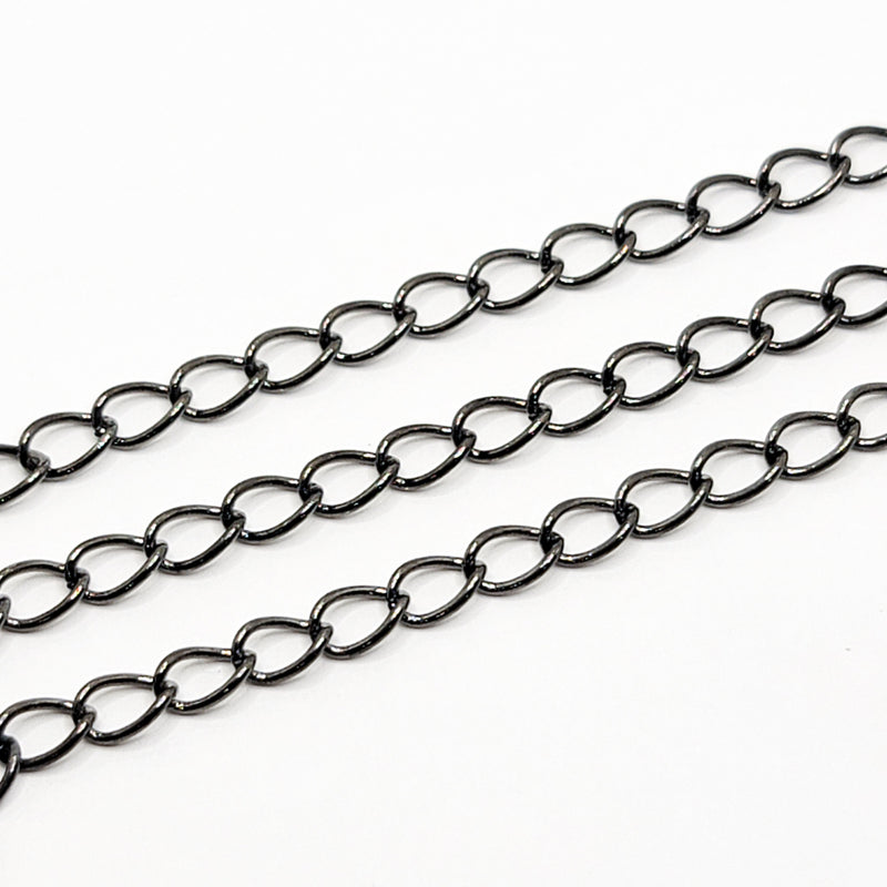 Gunmetal, Curb Chain, 6.5x4mm, sold by foot