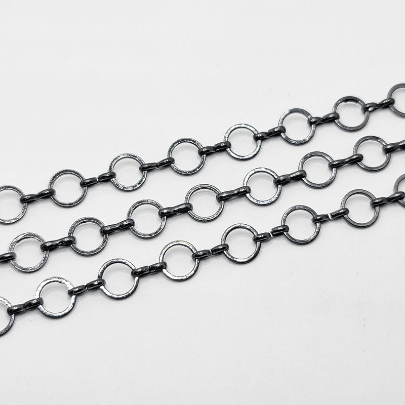 Gunmetal, Flat Coin Chain, 8mm, sold by foot