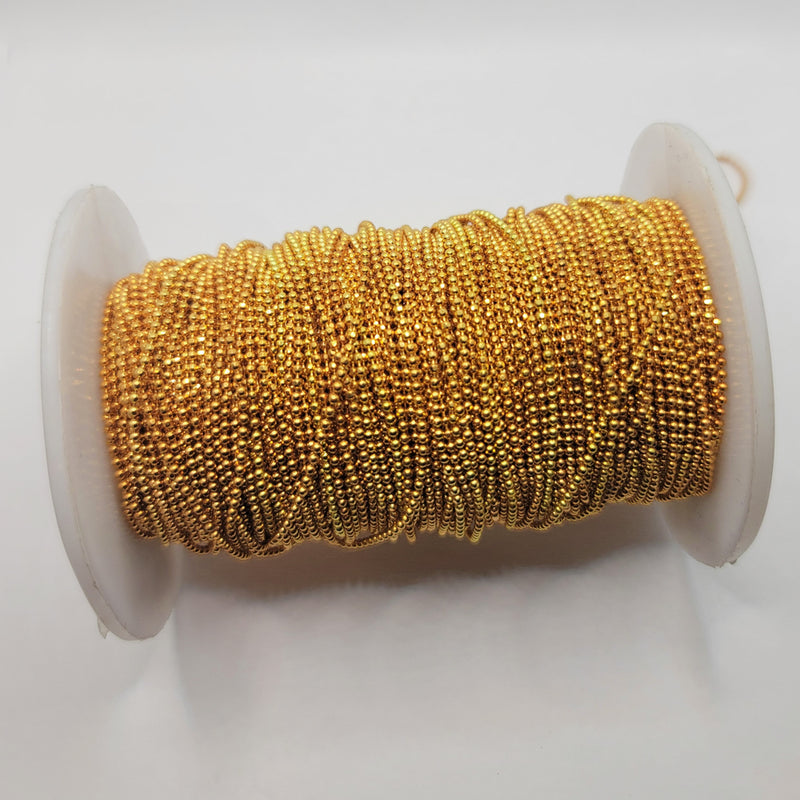 Gold-Plated, Faceted Ball Chain, 1.2mm, sold per metre