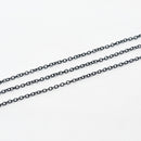 Matte Gunmetal, Fine Cable Chain, 1.5x1mm, sold by foot