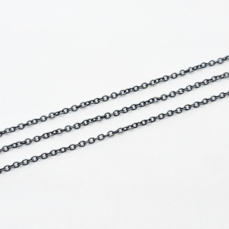 Matte Gunmetal, Fine Cable Chain, 1.5x1mm, sold by foot