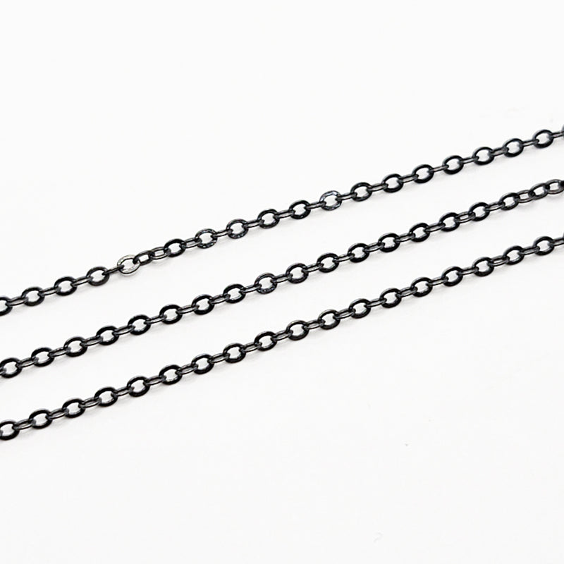 Matte Gunmetal, Cable Chain, 2x1.5mm, sold by foot