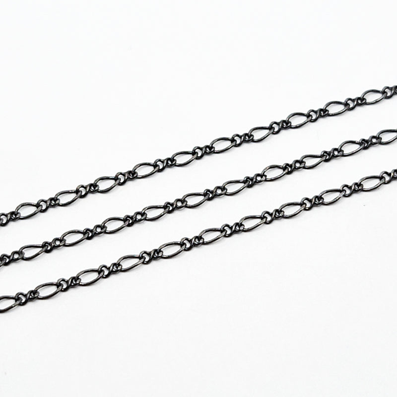 Matte Gunmetal, Twisted Figaro Chain, 4x2mm, sold by foot