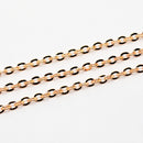 Rose Gold-Plated, Flat Oval Cable Chain, 3.5x3mm, sold by foot