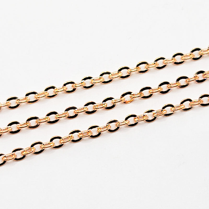 Rose Gold-Plated, Flat Oval Cable Chain, 3.5x3mm, sold by foot