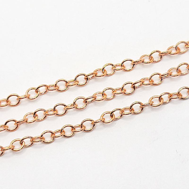 Rose Gold-Plated, Oval Chain, 3.5x3mm, sold by foot