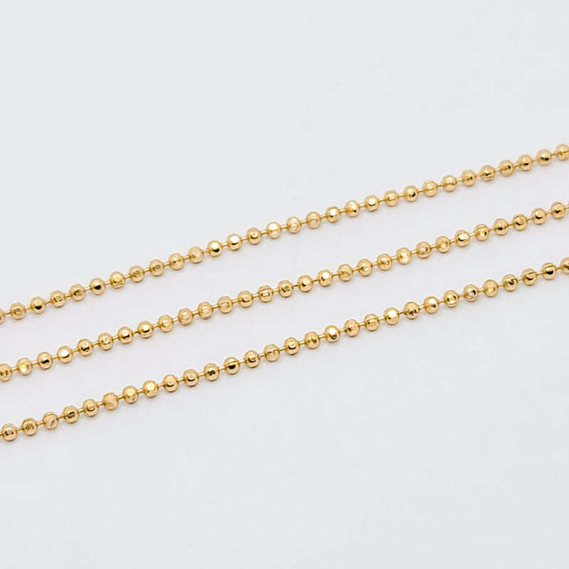 Gold-Plated (S), Faceted Ball Chain, 1.5mm, sold by foot