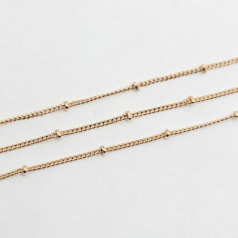 Gold-Plated (S), Dot Satellite Curb Chain, 1mm, sold by foot