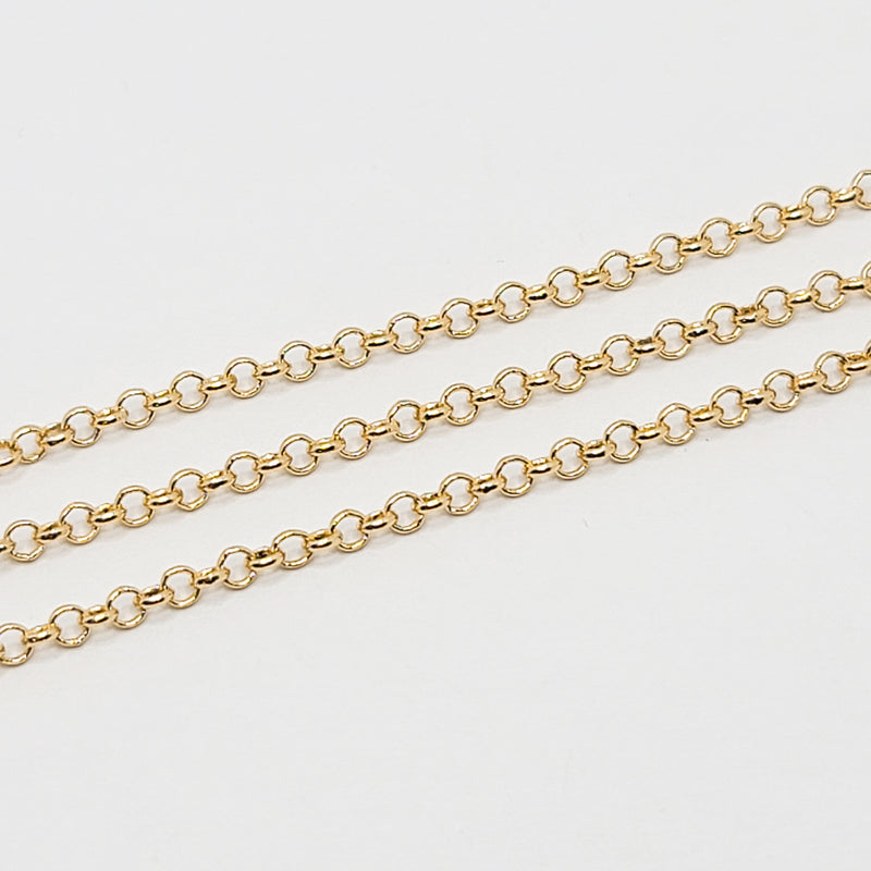 Gold-Plated (S), Rolo Chain, 2.5mm, sold by foot
