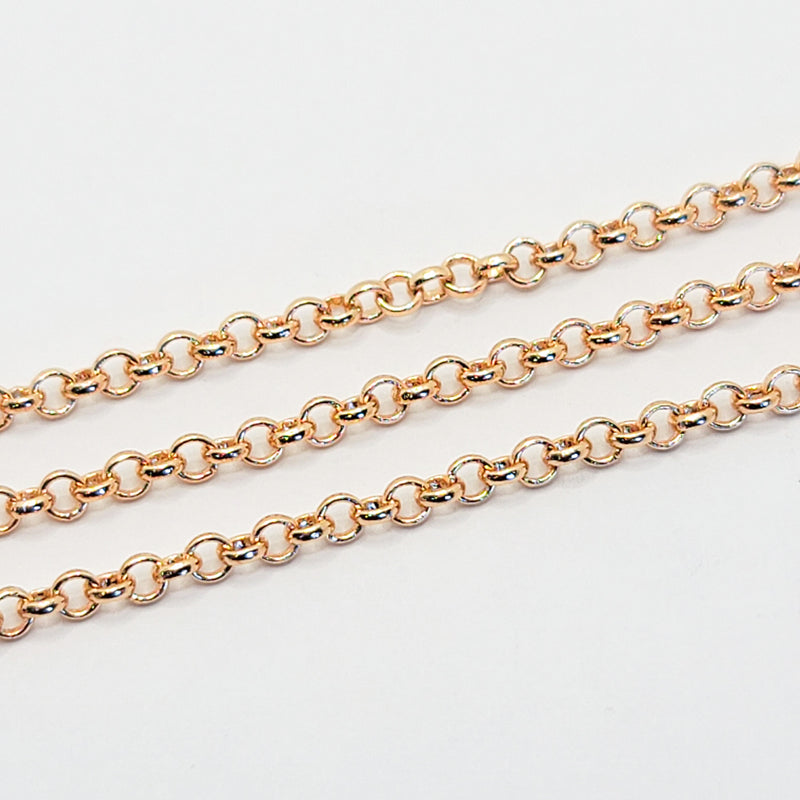 Gold-Plated (S), Rolo Chain, 3mm, sold by foot