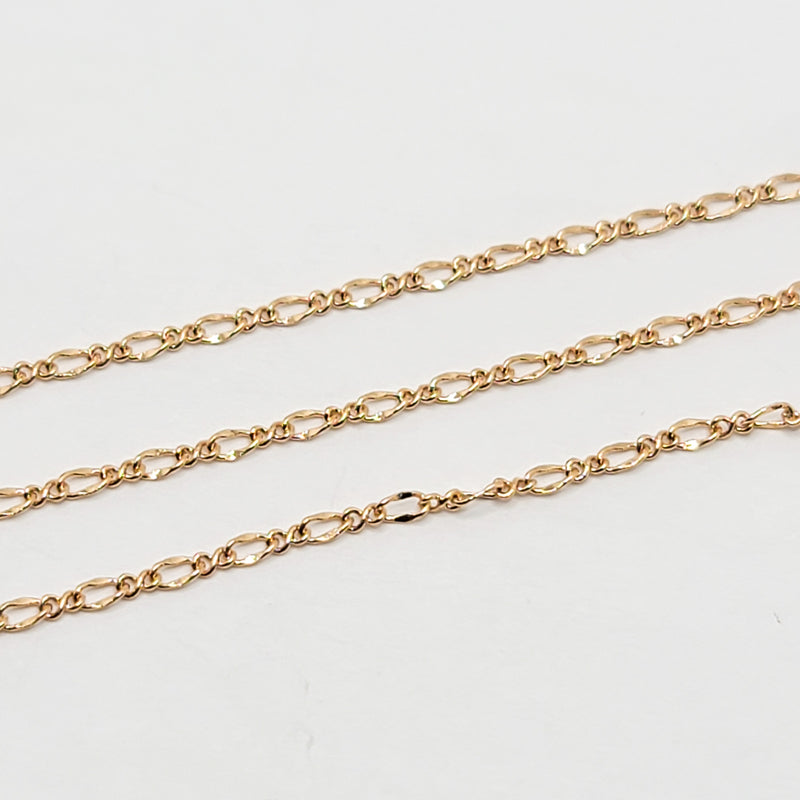 Gold-Plated (S), Twisted Figaro Chain, 3.5x1.5mm, sold by foot