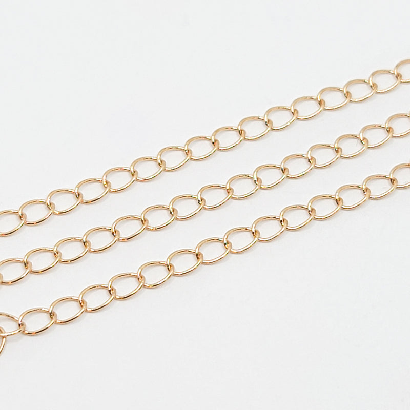 Gold-Plated (S), Curb Chain, 5x3mm, sold by foot