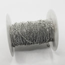 White Gold-Plated, Faceted Ball Chain, 1.5mm, sold by foot