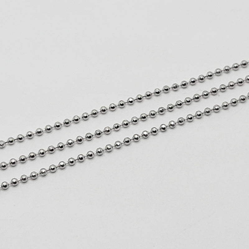 White Gold-Plated, Faceted Ball Chain, 1.5mm, sold by foot