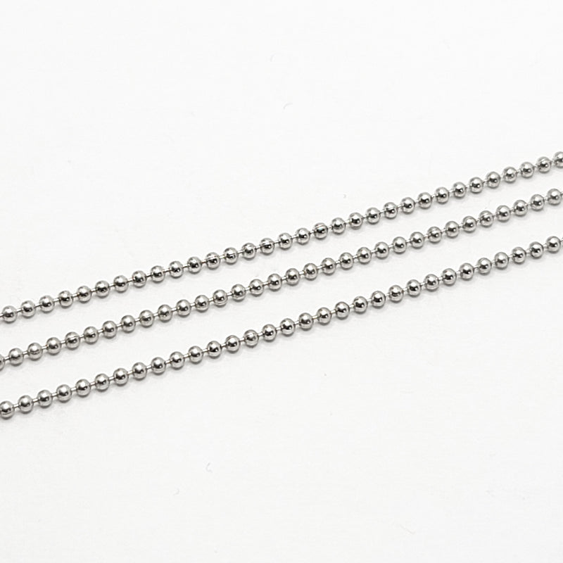 White Gold-Plated, Ball Chain, 1.5mm, sold by foot