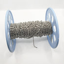 White Gold-Plated, Ball Chain (Dot+Dash), 1mm, sold by foot