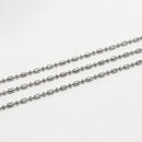 White Gold-Plated, Ball Chain (Dot+Dash), 1mm, sold by foot