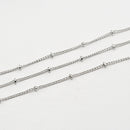 White Gold-Plated, Dot Satellite Curb Chain, 1mm, sold by foot