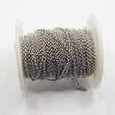 White Gold-Plated, Rolo Chain, 2mm, sold by foot