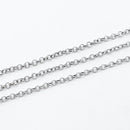 White Gold-Plated, Rolo Chain, 2.5mm, sold by foot