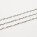 White Gold-Plated, Rolo Chain, 2mm, sold by foot