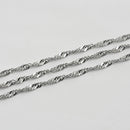 White Gold-Plated, Singapore Chain, 2mm, sold by foot