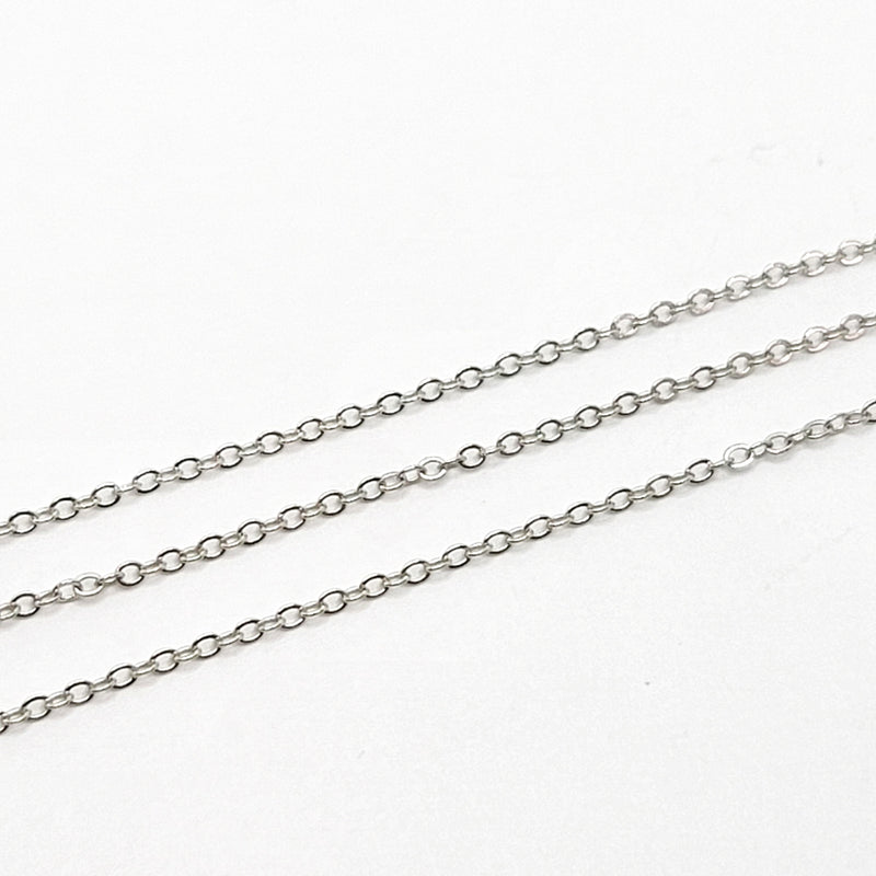 White Gold-Plated, Cable Chain, 2x1.5mm, sold by foot