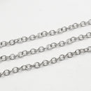 White Gold-Plated, Oval Cable Chain, 3.5x5mm, sold by foot