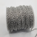 White Gold-Plated, Oval Cable Chain, 3.5x5mm, sold by foot