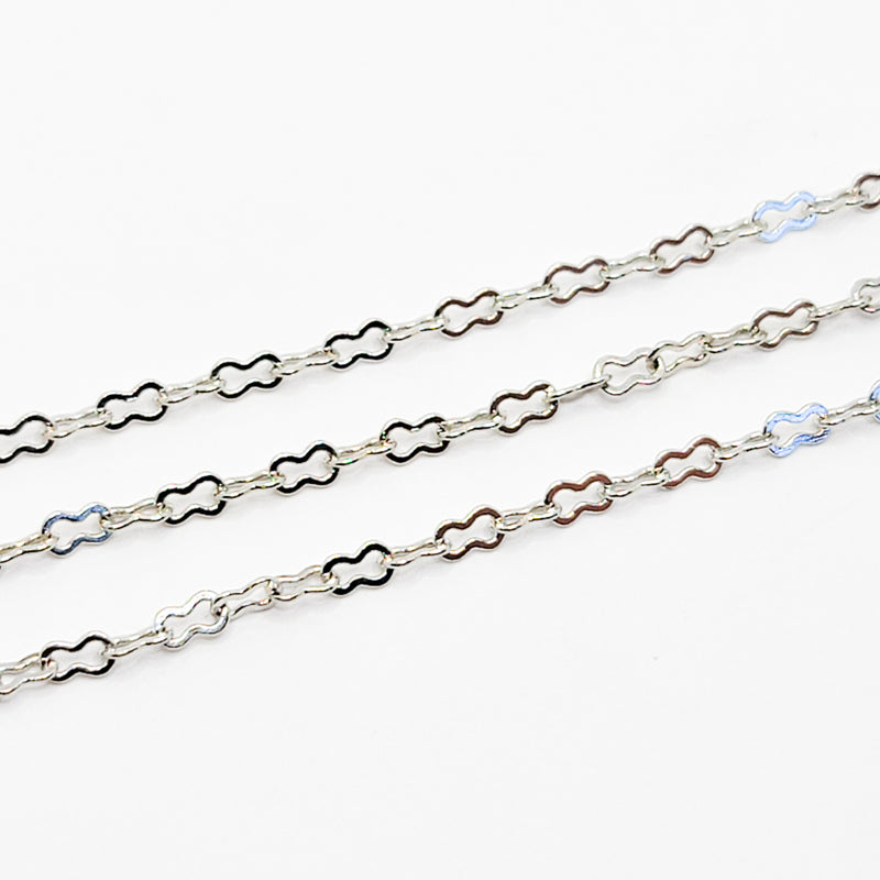 White Gold-Plated, Cable Chain (Figure 8), 4.5x4mm, sold by foot