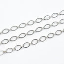 White Gold-Plated, Flat Almond Chain, 6x4.5mm, sold by foot