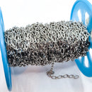 White Gold-Plated, Flat Oval Chain, 7.5x4mm, sold by foot