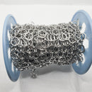 White Gold-Plated, Flat Coin Chain, 10mm, sold by foot