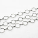 White Gold-Plated, Flat Coin Chain, 10mm, sold by foot