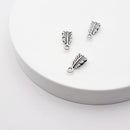Antique Silver Bail (Leaf), 14x6mm (4pcs)