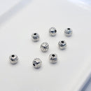 Antique Silver Rounded Cube Spacers (Lined), 7mm (8pcs)