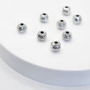Antique Silver Rounded Cube Spacers (Lined), 7mm (8pcs)