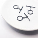 Gunmetal Toggle Clasps (Min), 17.5mm (3sets)