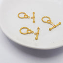 Gold-Plated Toggle Clasps (Dots+Heart), 18.5mm (3sets)