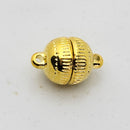 Gold Plated Magnetic Clasps, Fluted Ball, 15x9.5mm (2sets)