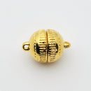 Gold Plated Magnetic Clasps, Fluted Ball, 17x11.5mm (2sets)