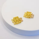 Gold-Plated 3-Strand Rectangle Box Clasp (Filigree), 13.5x19mm (2sets)