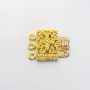 Gold-Plated 3-Strand Rectangle Box Clasp (Filigree), 13.5x19mm (2sets)