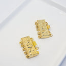 Gold-Plated 5-Strand Rectangle Box Clasp (Flower) 25.5x16mm (2sets)